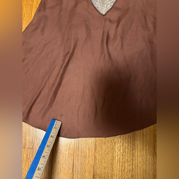 Free People Deep V Bandeau Top satin lace cami tank Copper rust cream bralette - Picture 6 of 12